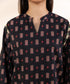Women's Unstitched Printed Linen Black 3 Piece Suit